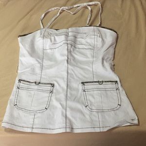 Columbian white tube top wit snake design.